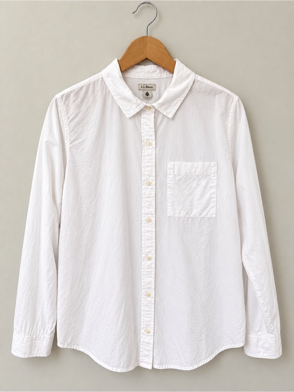 L.L.Bean Women’s White Organic Cotton Button Down Shirt Size Large